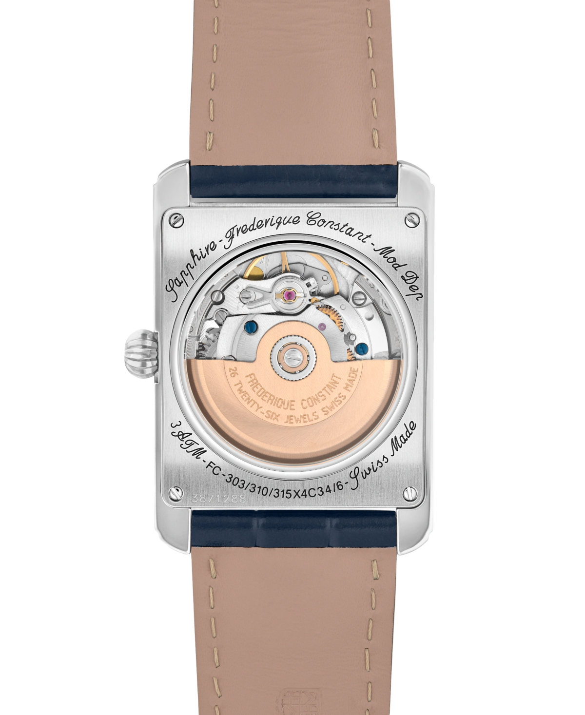 Frederique Constant Men's Swiss Automatic Classics Blue Leather Strap Watch 33mm