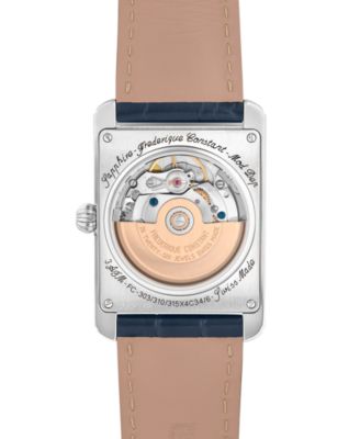 Men's Swiss Automatic Carree Blue Leather Strap Watch 30mm