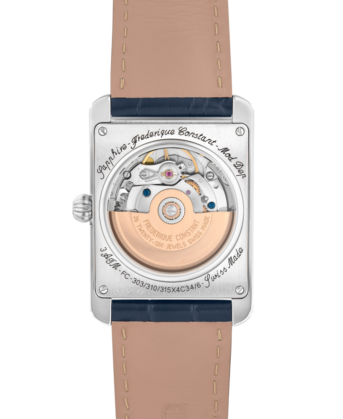 Frederique Constant Men's Swiss Automatic Carree Leather Strap Watch 30mm