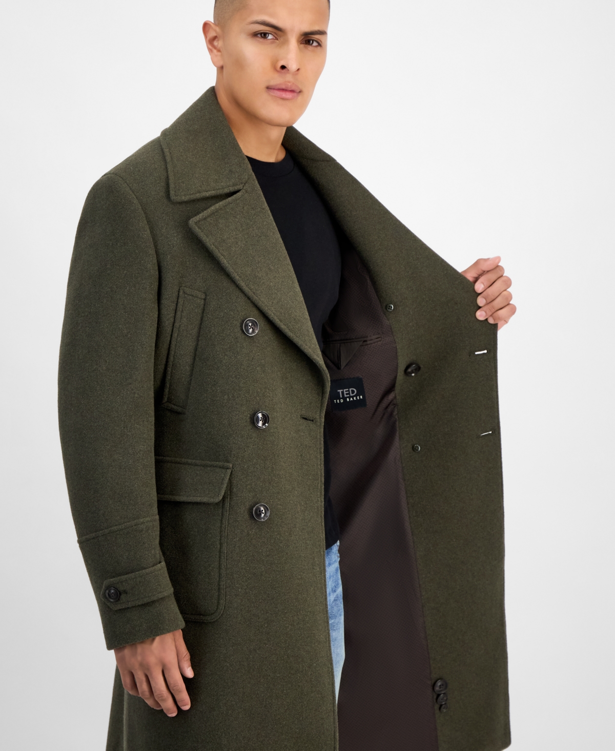 Ted By Ted Baker Men's Modern Fit Melange Overcoat In Green