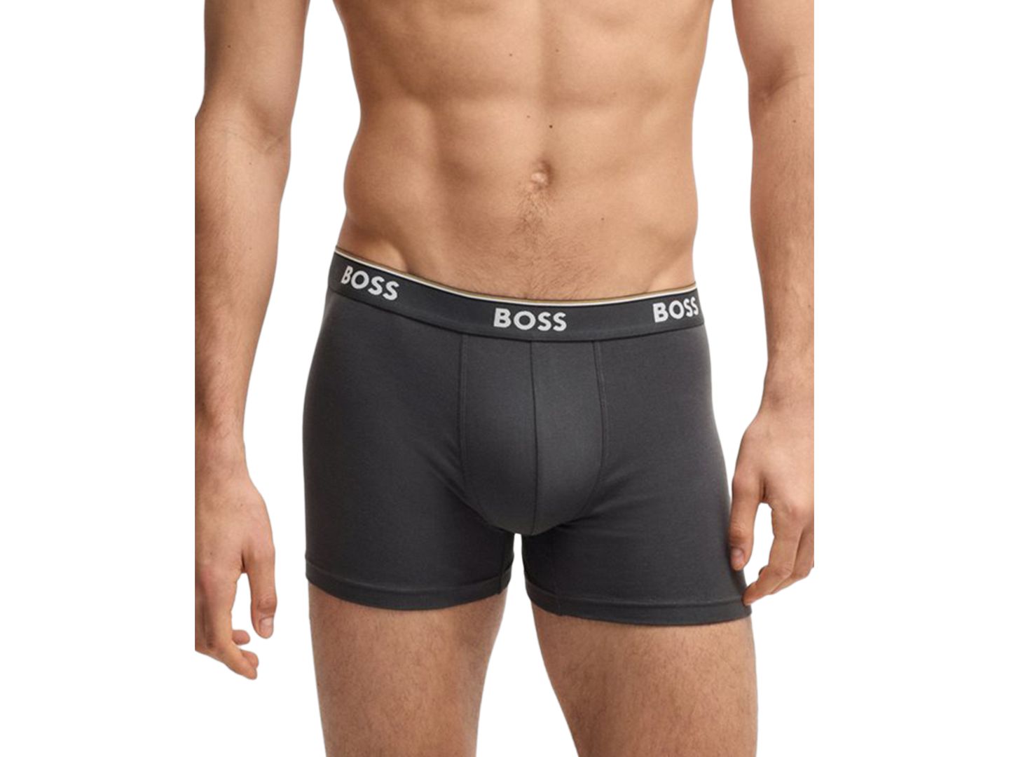 Трусы-боксеры Waistband для мужчин, с логотипом — Hugo Boss, цвет: Синий / Серый — фото 4