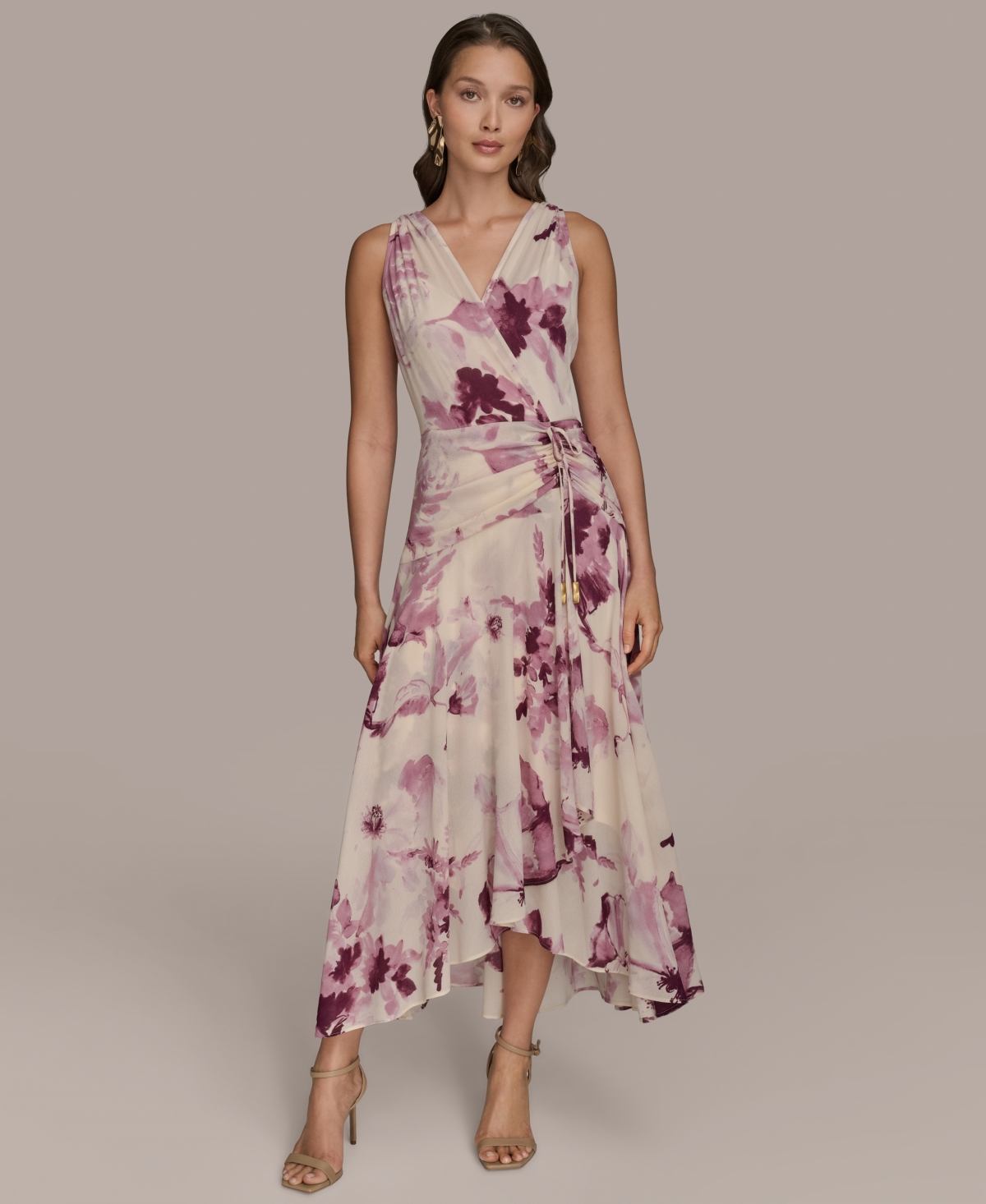 Women's Chiffon Floral Faux-Wrap Dress - Wisteria Multi