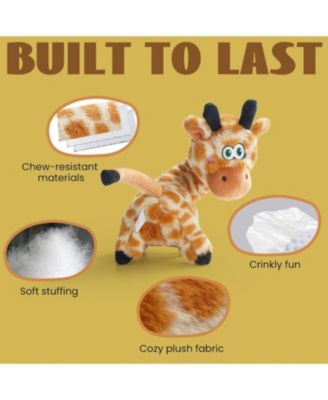 Twistable Giraffe Stuffedless Dog Toy for Small Medium Breed, Christmas gift,Plush Chew Toy with Crinkle Paper and Soft Fabric