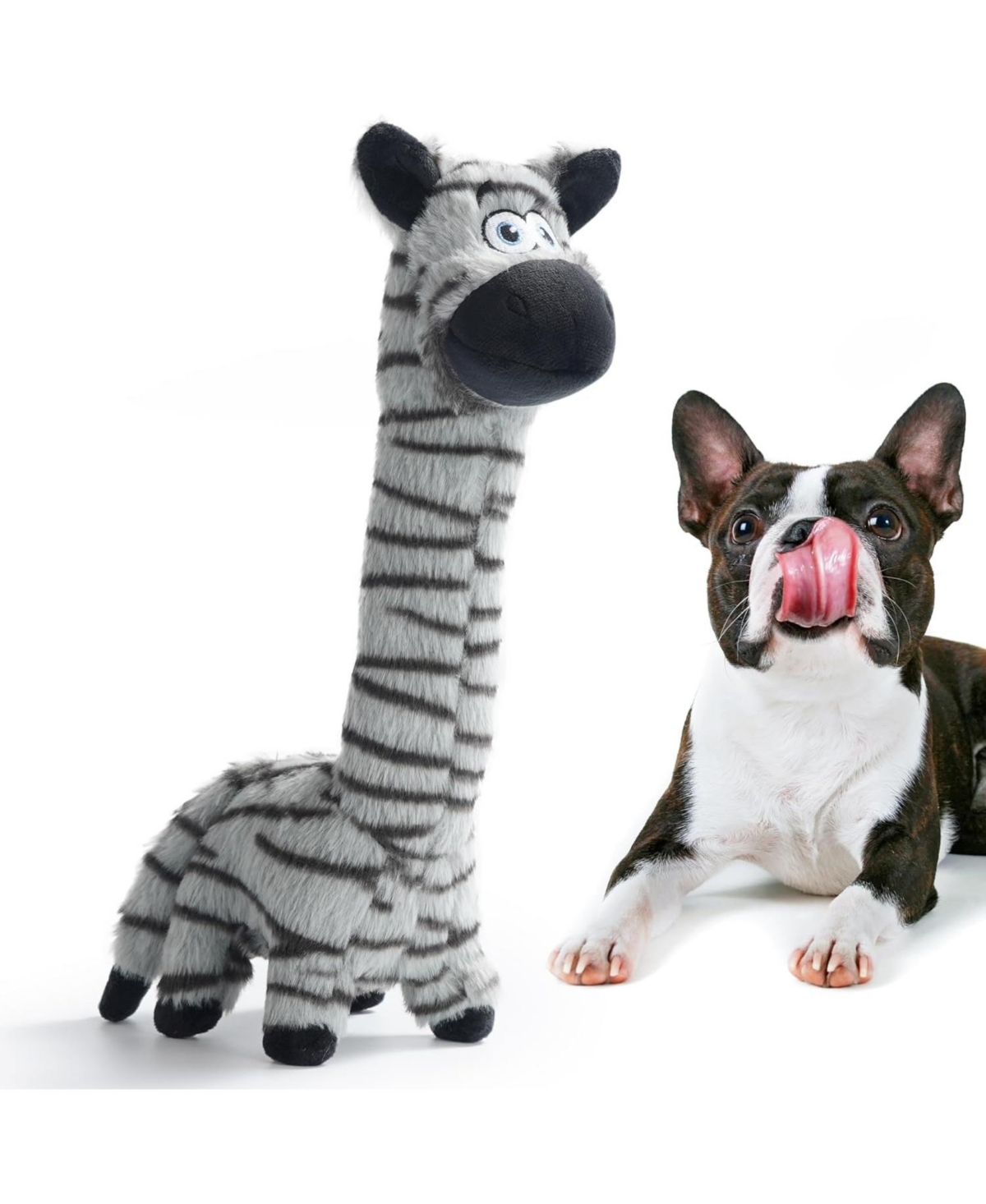 Twistable Zebra Stuffedless Dog Toy, Plush Dog Chew Toy for Small Medium Breed, Crinkle Animal Dog Toy to Keep Them Busy