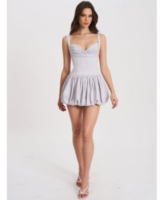 Women Zada Grey Pleated Breast Bubble Hem Mini Dress