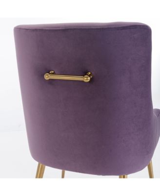 Velvet fabric Dining Chair with Pulling Handle and Adjustable Foot Nails(Set of 2)