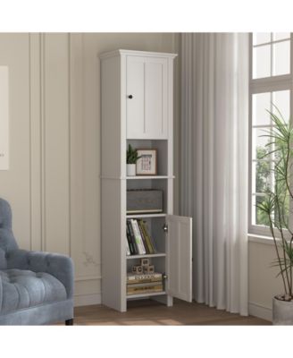 Bathroom Floor Storage Cabinet with 2 Doors, Multi-Shelf Wooden Cabinet for Living Room & Bathroom