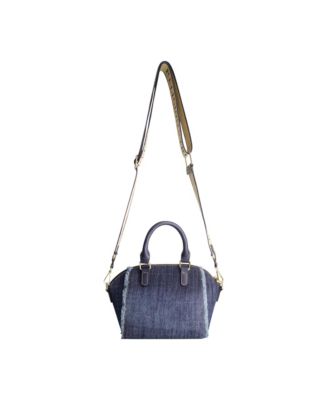 Frayed Denim Horseshoe Satchel