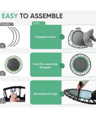 Rebounder Trampoline for Adults with Bungee Cords, Portable Fitness Exercise Mini Trampoline Without Handle