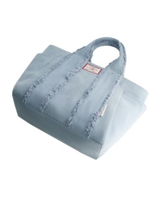 Frayed Handle Solid Denim Tote