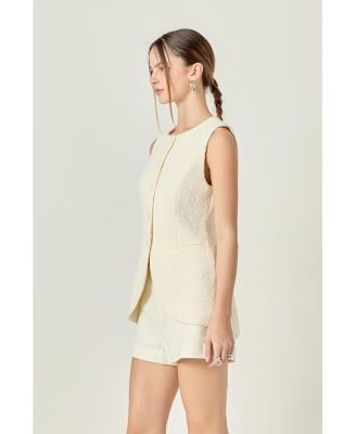 Women's Textured fabric round-hem vest