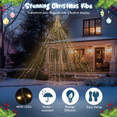 Vast-Starry 20Ft Flagpole LED Christmas Tree Kit Large 4840 LED for Outdoor Christmas Decorations Yard