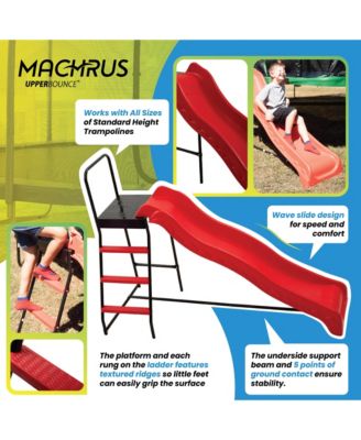 Trampoline Step N Slide|Kids Outdoor Step Ladder and Wave Slide Set Fits Standard Round or Rectangle Trampolines with Net or Without - Red