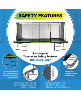 - Mega 10' X 17' Gymnastics Style, Rectangular Trampoline Set with Premium Top-Ring Enclosure System - Green/Black