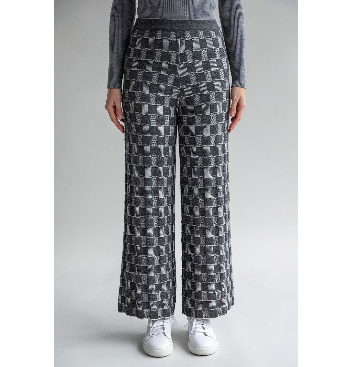Женские брюки SSKEIN Zoe Checkered Knit, цвет: Серый — фото 1