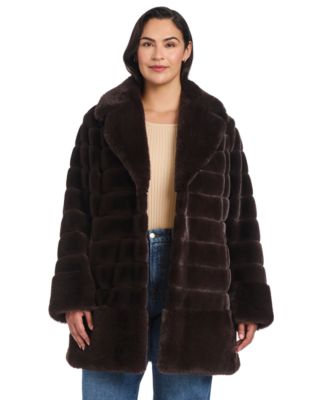 Plus Size Faux-Fur Notched-Collar Coat