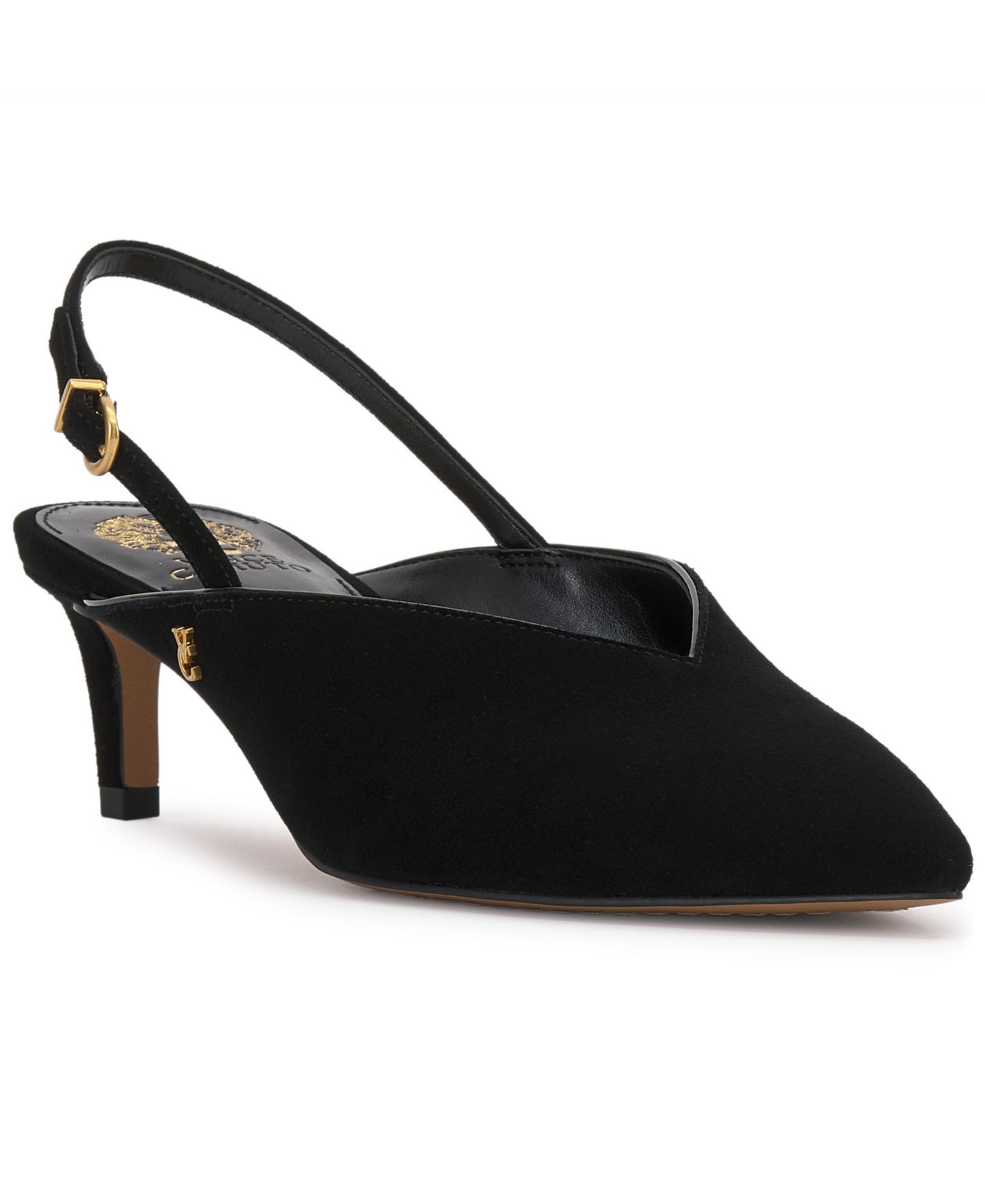 Женские туфли Vince Camuto Kylien Pointed Toe Slingback Pumps, цвет: Чёрный замшевый — фото 1