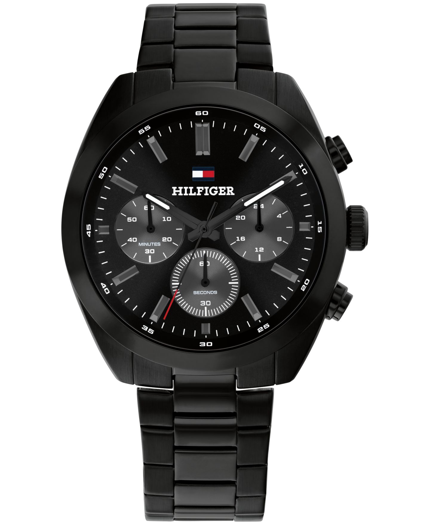 Мужские часы Tommy Hilfiger Chronograph Black IP Stainless Steel Bracelet Watch, 40mm — фото 1