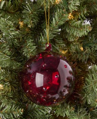 Berry Tones Glass Clear Red Ball Ornament, Macy's Exclusive