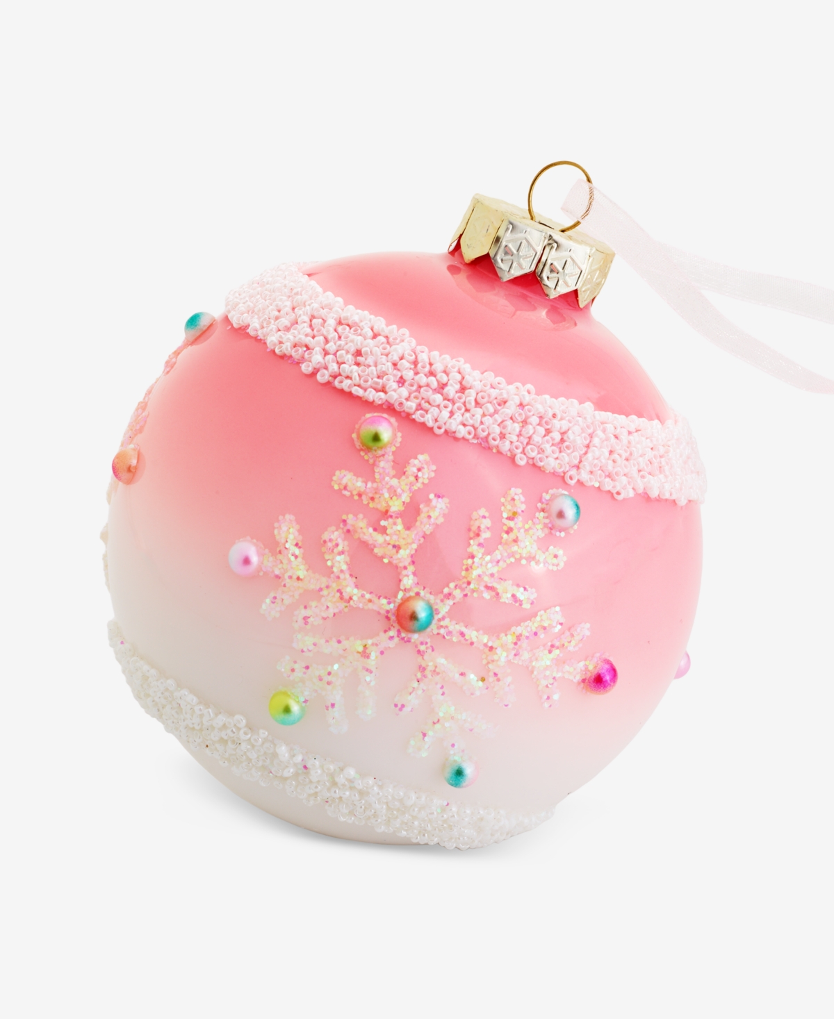 Holiday Lane Sugar Plum Glass Snowflake Ball Ornament, Macy's Exclusive In Transparent