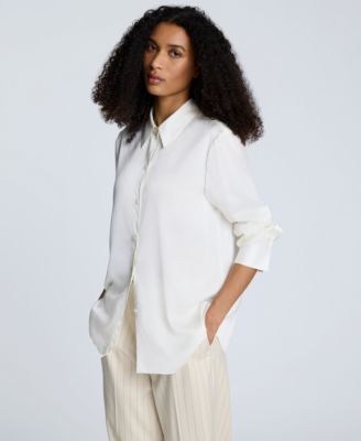 Women's Button-Front Satin Shirt