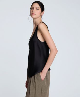 Women's Satin Scoop Neck Sleeveless Top