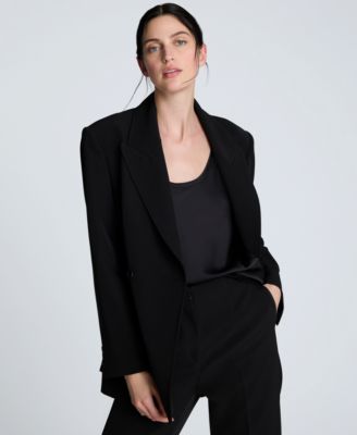 Women's Luxe Twill Double-Breasted Blazer