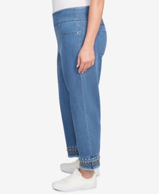 Plus Size Soft Beaded Embroidery Jeans