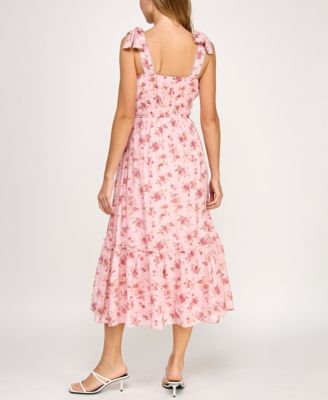 Juniors' Printed Sleeveless Fit & Flare Midi Dress