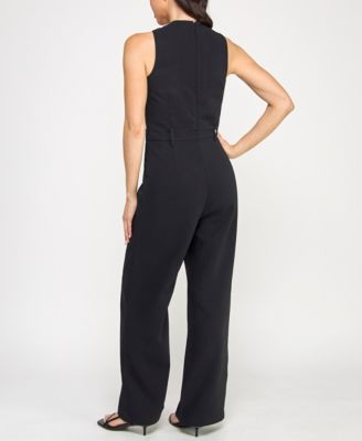 Planet Gold Juniors' Woven V-Neck Sleeveless Jumpsuit