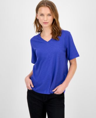 Eileen Fisher - Women's V-Neck Cotton T-Shirt