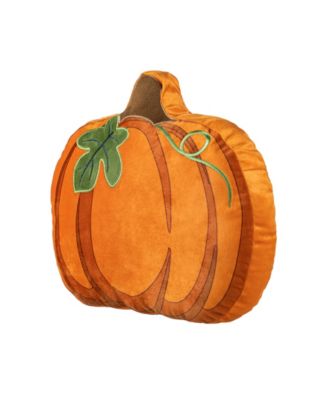 Fall and Halloween Fabric Double Sided Pumpkin Decorative Pillow, 16" x 5"