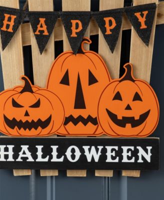 14" Halloween Wood Jack-O'-Lantern Door Hanger