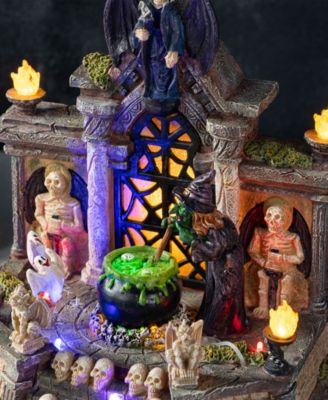 9.75" Lighted Resin Halloween Haunted House Village