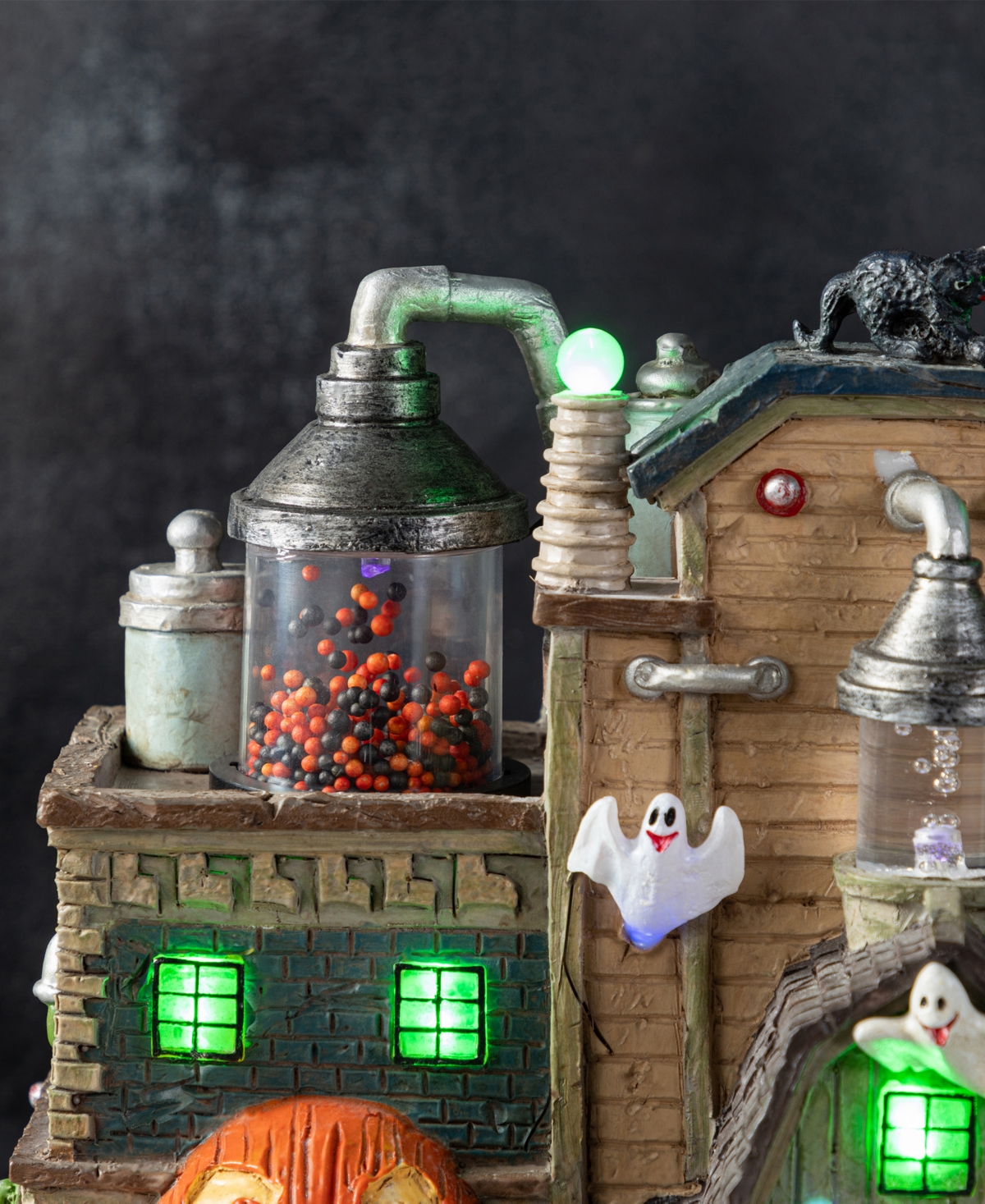 Glitzhome 11" Lighted Resin Halloween Haunted House Village In Multi