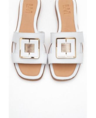 MILLIE Leather Buckle Slide (Women)