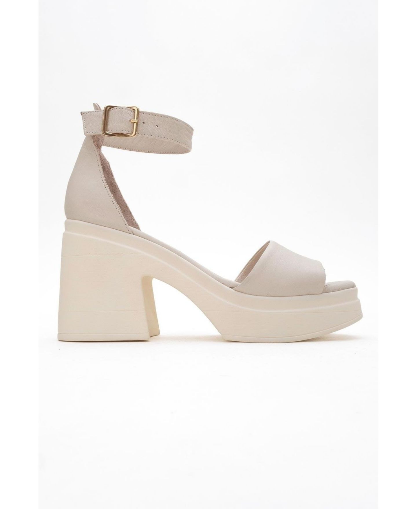Женские кожаные сандалии Forever & Always Shoes Margot на платформе, цвет: Бежевый кожаный — фото 2