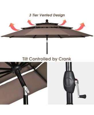 10 Feet 3 Tier Outdoor Patio Umbrella with Double Vented