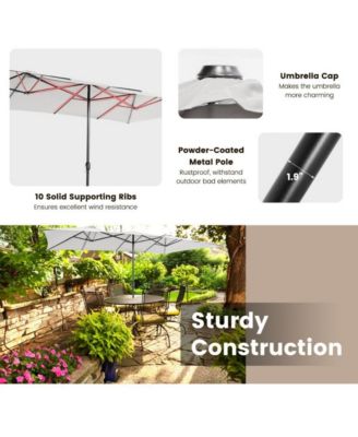 15 Feet Double-Sized Patio Umbrella with Crank Handle and Vented Tops