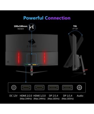 27 inch 2K QHD 2560 x 1440 165Hz 1ms (MPRT) Curved Gaming Monitor, FreeSync, HDMI 2.0, DP 1.2