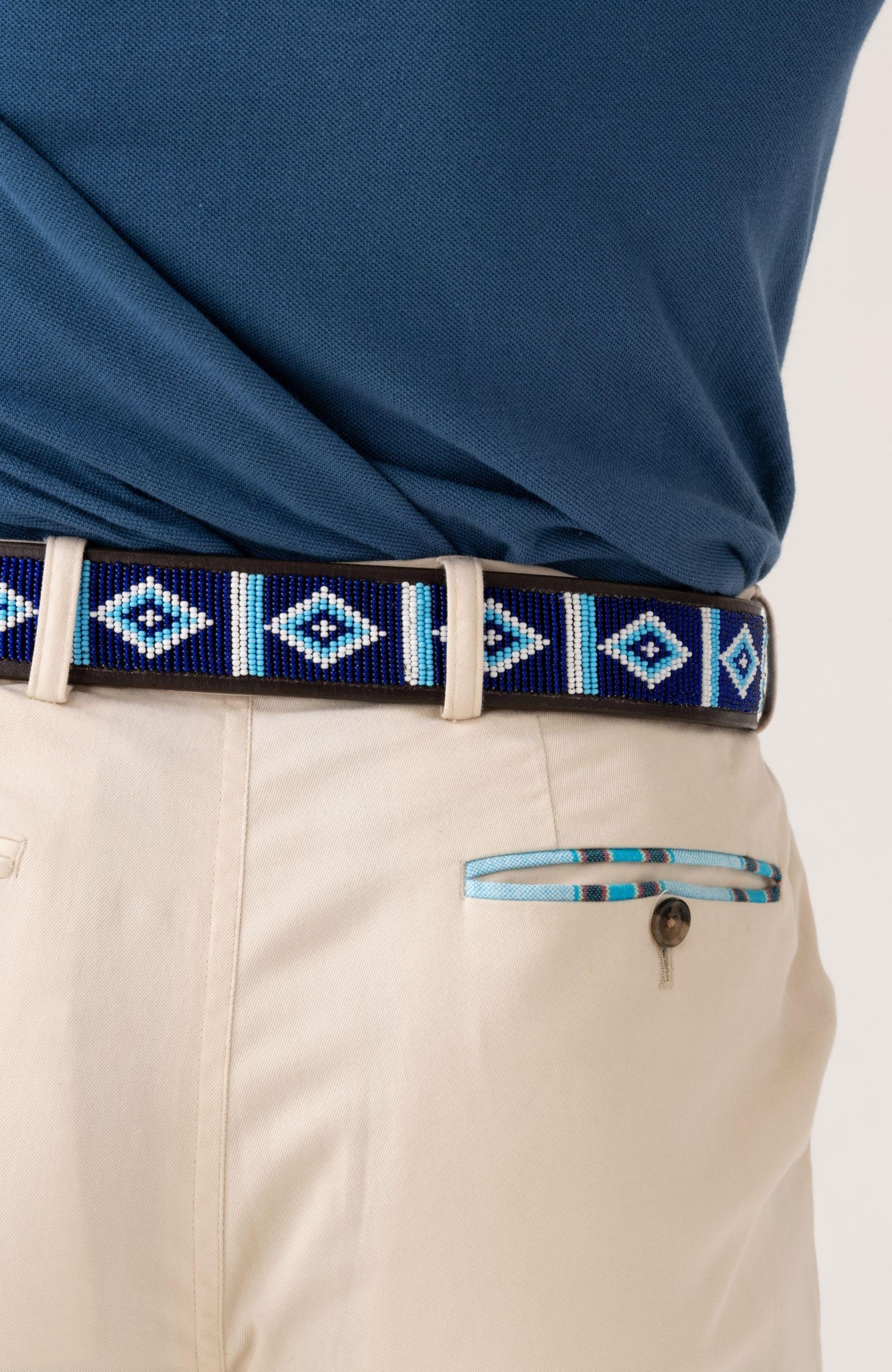 Мужской ремень Koy Clothing Maasai Beaded Belt, цвет: Синий — фото 3