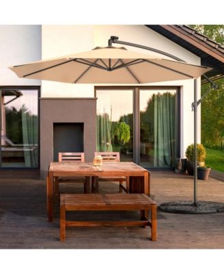 10 Feet Patio Umbrella with Crank and Solar LED Lights