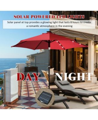 9 Feet Solar LED Lighted Patio Market Umbrella with Tilt Adjustment without Base