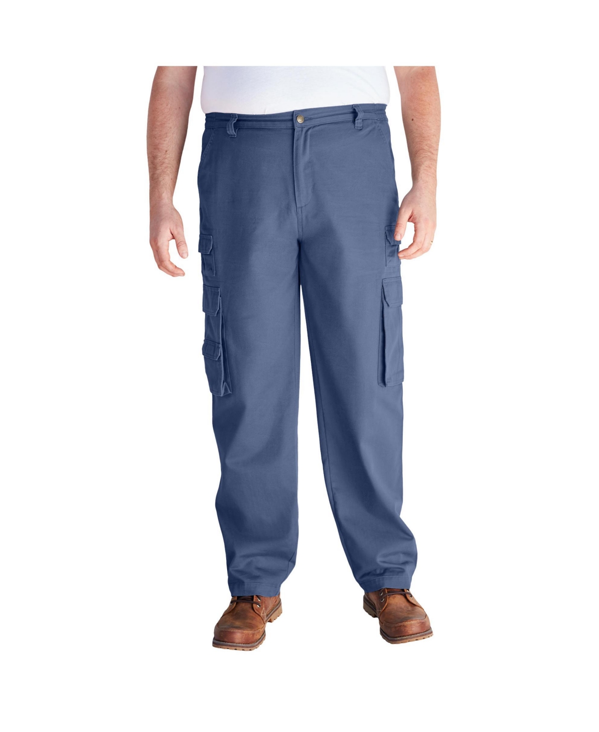 Big & Tall by KingSize Ranger Side-Elastic Stacked Cargo Pocket Pants - Mid blue