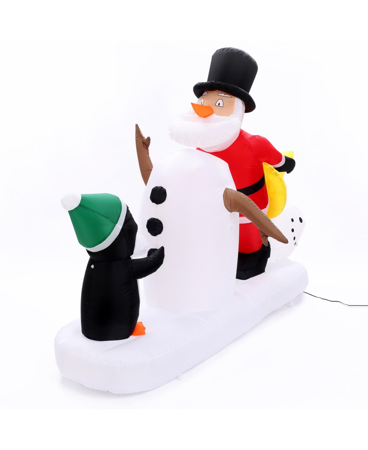 5.9 Ft Long Santa Snowman and Penguin Inflatable with Lights - Multi color