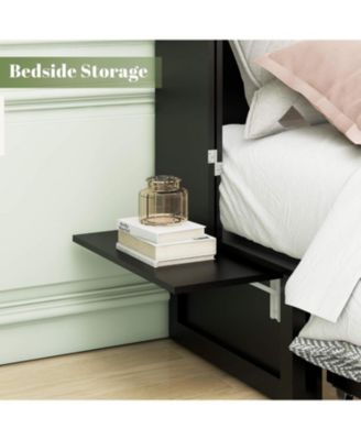 Murphy Bed Cabinet, Queen Murphy Bed with USB and Charging Ports, with Drawer Includes Storage Cabinet Suit for Guest Room, Black Walnut Cabinet Bed