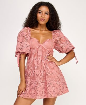 SENI & CADE - Juniors' Short-Sleeve Lace Dress