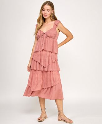Juniors' Sweetheart Lace Midi Dress