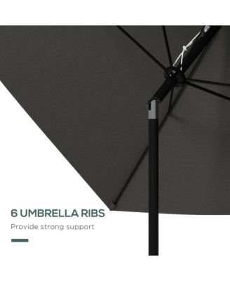Outsunny 6.5' x 10' Rectangular Market Umbrella, Patio Outdoor Table Umbrella with Crank and Push Button Tilt, Dark Gray