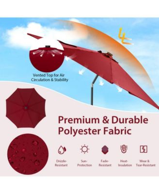 LUCKY ONE 10 Feet Patio Umbrella with 112 Solar Lights and Crank Handle